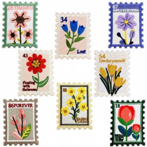 oly-fdb92e24660c53c7b873c89a855a3f9b Wholesale Polyester Thread Iron On Embroidered Patches Floral Stamp Design Set of 8 Decorative Gift for DIY Sewing