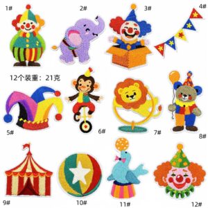 Clown cloth patch set of 12 pieces