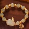oly-fdcb647aee679027ef746a04331c4f91 Wholesale Glass Glazed Bracelet Modern Chic Jade Rabbit Design Gift for Girlfriend