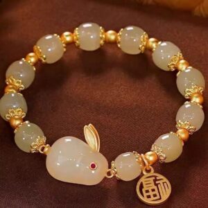 oly-fdcb647aee679027ef746a04331c4f91 Wholesale Glass Glazed Bracelet Modern Chic Jade Rabbit Design Gift for Girlfriend