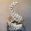 oly-fdccb9510476480f5673ab76556fd672 Wholesale Alloy White Gold Leaf Ring Adjustable Women's Jewelry Accessory