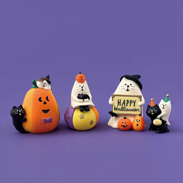 Wholesale Halloween Pumpkin Cat Resin Figurine Blind Box for Party Home Decor Gift