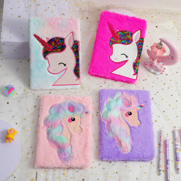 oly-fe0025eedbace957dd94809b9e802139 Wholesale Plush Unicorn Notebook Creative Trend Casual Journal for Students