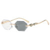oly-fe414f3beca61d6d7ed79bb1e2b7929c Wholesale Chic Rimless Polygonal Photochromic Sunglasses Gold Frame for Women