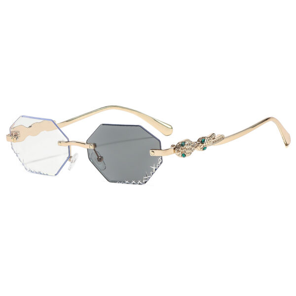 oly-fe414f3beca61d6d7ed79bb1e2b7929c Wholesale Chic Rimless Polygonal Photochromic Sunglasses Gold Frame for Women