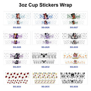 Wholesale 8pcs Villain Cartoon Print 3oz Cup Stickers Wrap OLY Exclusive