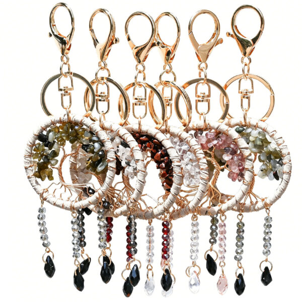Wholesale Natural Style Handmade Dream Catcher Car Keychain Bag Charm Red Crystal Gift Accessory