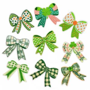 oly-fe931b26a352096e3769b6360c9df8d7 Wholesale Cartoon Green Bow Embroidery Patches Set of 9 - Decorative Accent, Gift or Resale