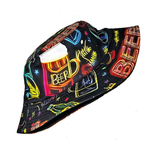 Wholesale Double Sided Beer Print Bucket Hat Sun Protection Casual Fashion Accessory