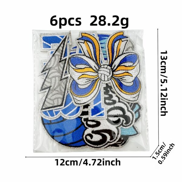oly-fe9992e5823a0495c435e210606402de Wholesale Cartoon Volleyball Embroidered Patch Blue Glitter Iron-On Decorative DIY Accessory