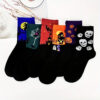 oly-feb8bd999107f5cc3012e237fcac3dff Wholesale Polyester Cotton Mid Calf Socks Halloween Skull Pumpkin Bat Cartoon Print for Youth and Adults