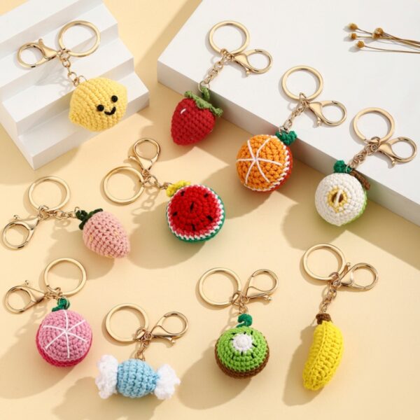 oly-feca67ae2db85cda564ecbf5b4e98b13 Wholesale Wool Yarn Keychain Fruit Design Handmade Gift Bag Charm Accessory