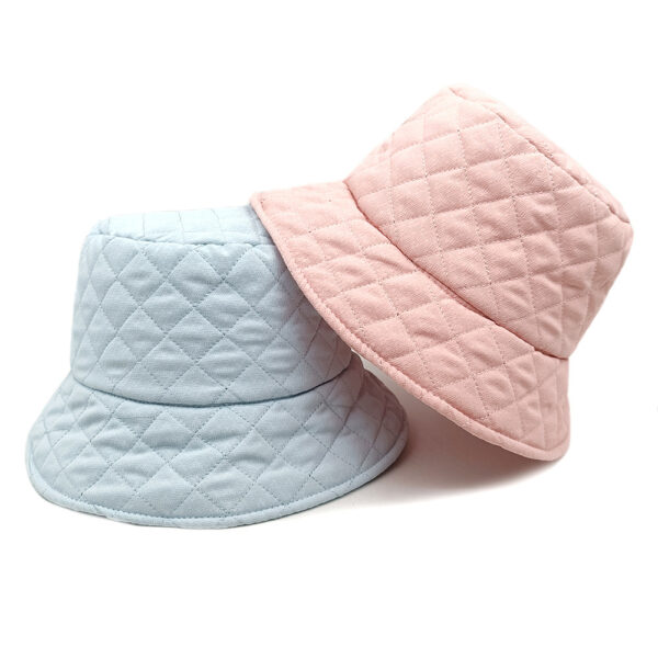 Wholesale Chic Quilted Bucket Hat Unisex Korean Fashion Puffer Hat Sun Protection Pink