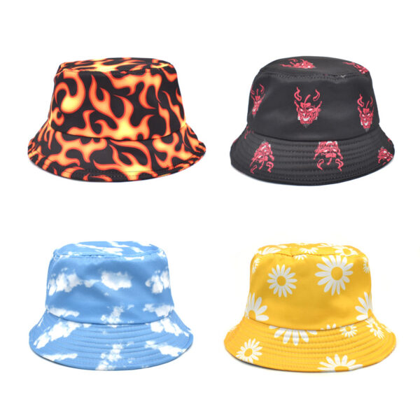 Wholesale Flame Print Fisherman Hat Summer Outdoor Travel Bucket Hat Fashion Accessory
