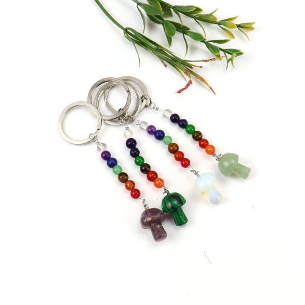 oly-ff01700e043cdedaeb5c4be98bfc3ef2 Wholesale Pastoral Style Crystal Bead Mushroom Keychain Car Key Accessory Gift