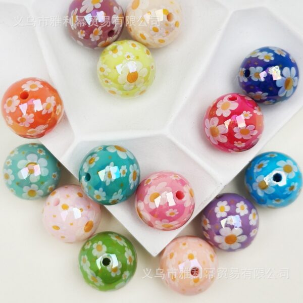 oly-ff46276047c5cbc8b9cd8ce974c30613 Wholesale Chic Acrylic Flower Printed Beads 16mm Pink for DIY Phone Chain Keychain Bag Charm Accessory
