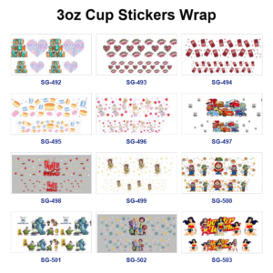 Wholesale 8pcs Sweet Cartoon Heart 3oz Tumbler Stickers Wrap OLY Exclusive
