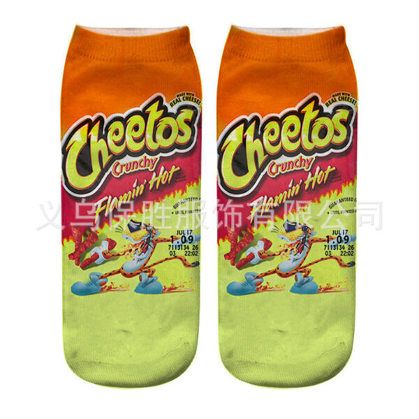 Wholesale 3D Printed Food Chip Pattern Socks - Trendy Fashion Accessory Gift for Unisex