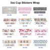 Wholesale 8pcs Butterfly Floral & Letter Graphic Pattern 3oz Cup Stickers Wrap OLY Exclusive