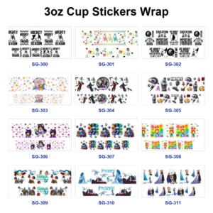 Wholesale 8pcs Whimsical Cartoon Kids 3oz Tumbler Stickers Wrap OLY Exclusive