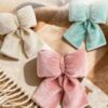 oly-ffc377e40adfd2140b1c506792ff7456 Wholesale White Velvet Christmas Bow Hanging Decoration European Style Large Size for Tree Wall Home Decor Gift