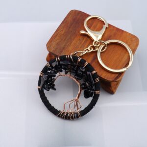 Obsidian (5cm) + Gold Keychain