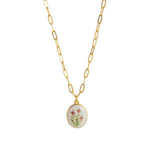 4 three small purple flower necklace