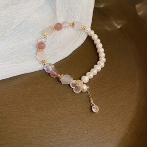 8# bracelet-golden flower pearl