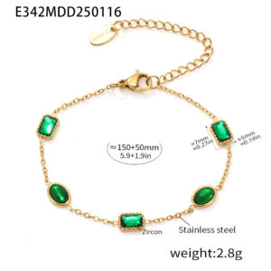 E342-Gold Emerald Bracelet