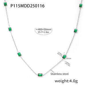 P115-Steel emerald necklace