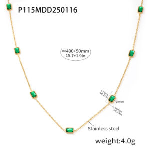 P115-Gold Emerald Necklace