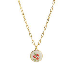 12 three small red flower necklace