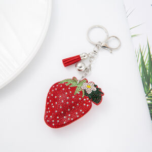 Wholesale Diamond studded strawberry keychain