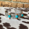 Wholesale Retro Bohemian Silver Tone Metal Open Cuff Bracelet With Turquoise Cactus Design Women S Fashion Accessory Everyday Party Gift