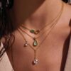 oly-0043928d8d3dcc129b926069f356dbaf Wholesale Stylish Geometric Heart Tassel Y Shaped Necklace 18K Gold Plated Stainless Steel Jewelry Gift