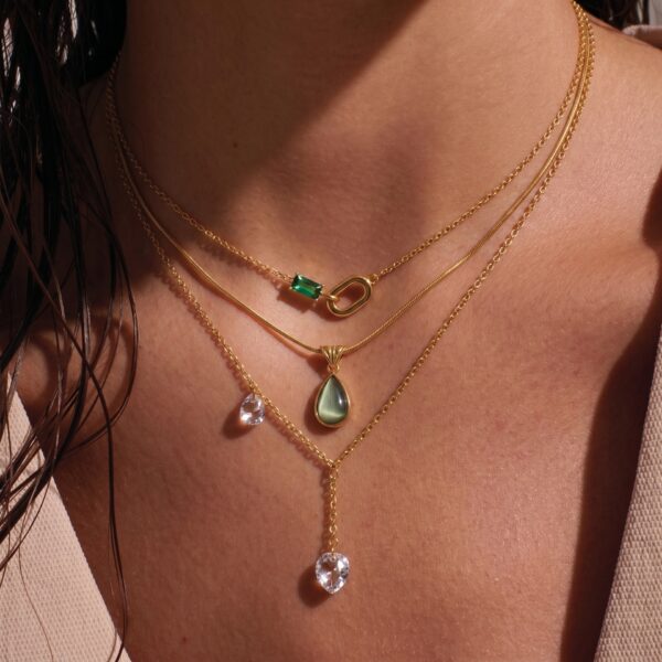 oly-0043928d8d3dcc129b926069f356dbaf Wholesale Stylish Geometric Heart Tassel Y Shaped Necklace 18K Gold Plated Stainless Steel Jewelry Gift