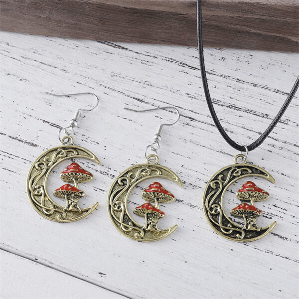 oly-004532be509bea753e2480fa84985b1d Wholesale Moon And Mushroom Earring Necklace Set Cute Fashion Accessory For Girls Party Gift Boutique Resale