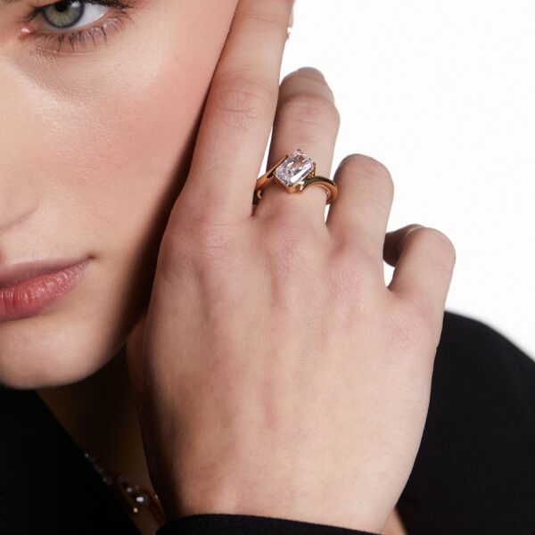 Wholesale Trendy Leaf Branch Zircon Open Ring Stainless Steel Electroplated Plated Jewelry Accessory For Gift