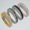 Wholesale Rhinestone 3 Row Open Bangle Bracelet For Women Silver Fashion Jewelry Office Style Boutique Resale Gift