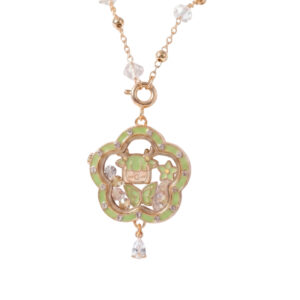 Green Flower Glass Photo Box Necklace