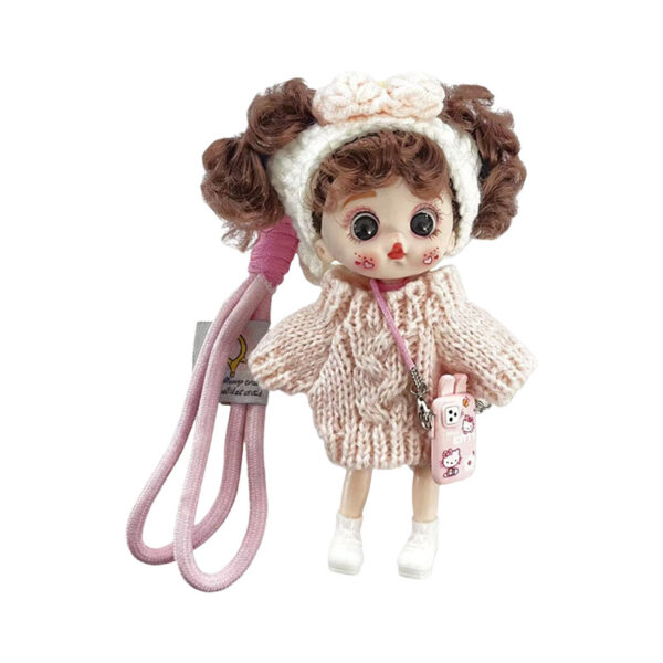 oly-00aca398150c437c8c69763517701a84 Wholesale Trendy Pink Vinyl Lolita Doll Keychain Cute Sweater Headband Pendant For Bag Car Key Accessory Birthday Gift