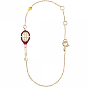 White and deep red tennis racket bracelet