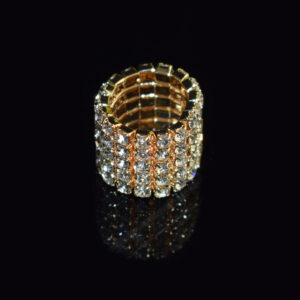 Ring 5 rows Golden White Diamond
