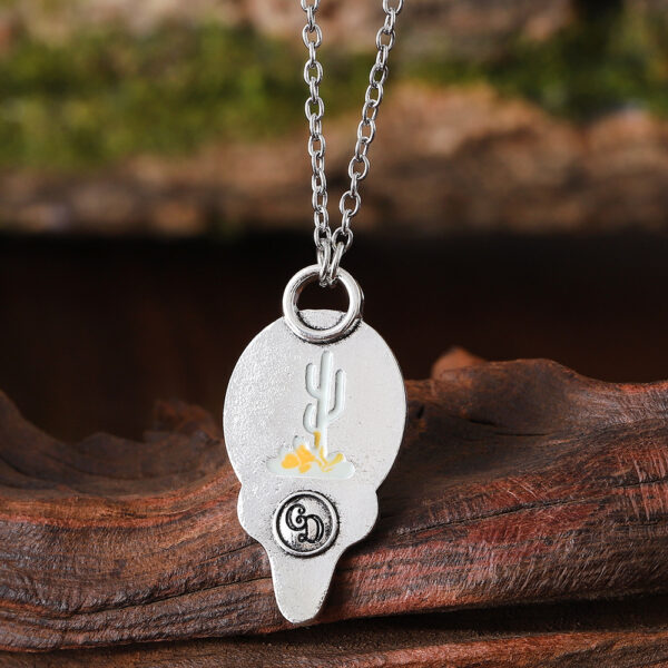 oly-013fd060997f489fb6661679cda60d15 Wholesale Retro Cactus Pendant Necklace Irregular Oil Drop Design Antique Silver Tone Chic Jewelry Accessory For Gift And Boutique Resale