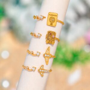 Wholesale Travel Themed Open Ring With Passport And Airplane Design Stainless Steel Electroplated Tone Fashion Jewelry Accessory For Gift