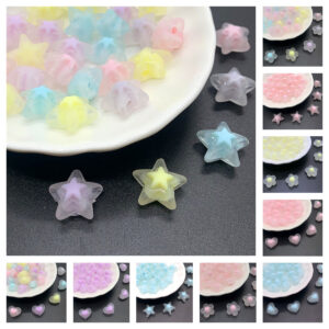 Wholesale Frosted Acrylic Loose Beads Love Star Plum Blossom Shapes for DIY Hair Accessories Craft
