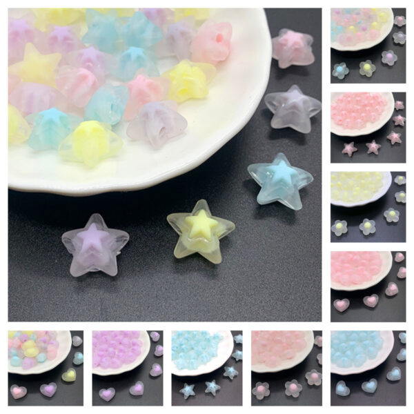 Wholesale Frosted Acrylic Loose Beads Love Star Plum Blossom Shapes for DIY Hair Accessories Craft