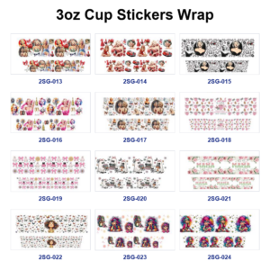 oly-01ed77a7ea179fa623e0973c9cee5918 Wholesale 8pcs Portrait Print & Ghost Letter Floral Pattern 3oz Cup Stickers Wrap OLY Exclusive