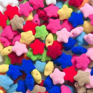 Wholesale Red Acrylic Flocked Star Loose Beads for DIY Jewelry Making and Gift Giving
