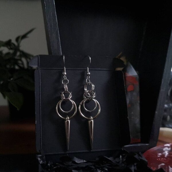 oly-0211a969204840a84a661433445db248 Wholesale Vintage Double Ring Drop Earrings For Women Silver Tone Alloy Punk Retro Pendant Jewelry Fashion Accessory Gift Resale